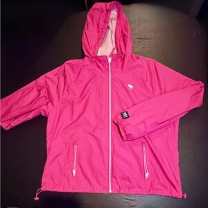 A&F Ambercrombie Fuchsia Pink Hooded Windbreaker Jacket
